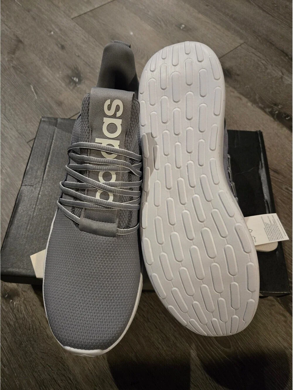 Adidas Lite Racer Adapt 7.0 Grey White Men Size 13 JR7606 Slip On Sneaker Box